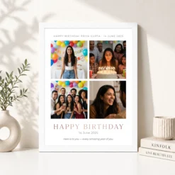 happy birthday collage frame gold glitter festive wishes photo frame 03 white 4