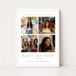 happy birthday collage frame gold glitter festive wishes photo frame 03 white main