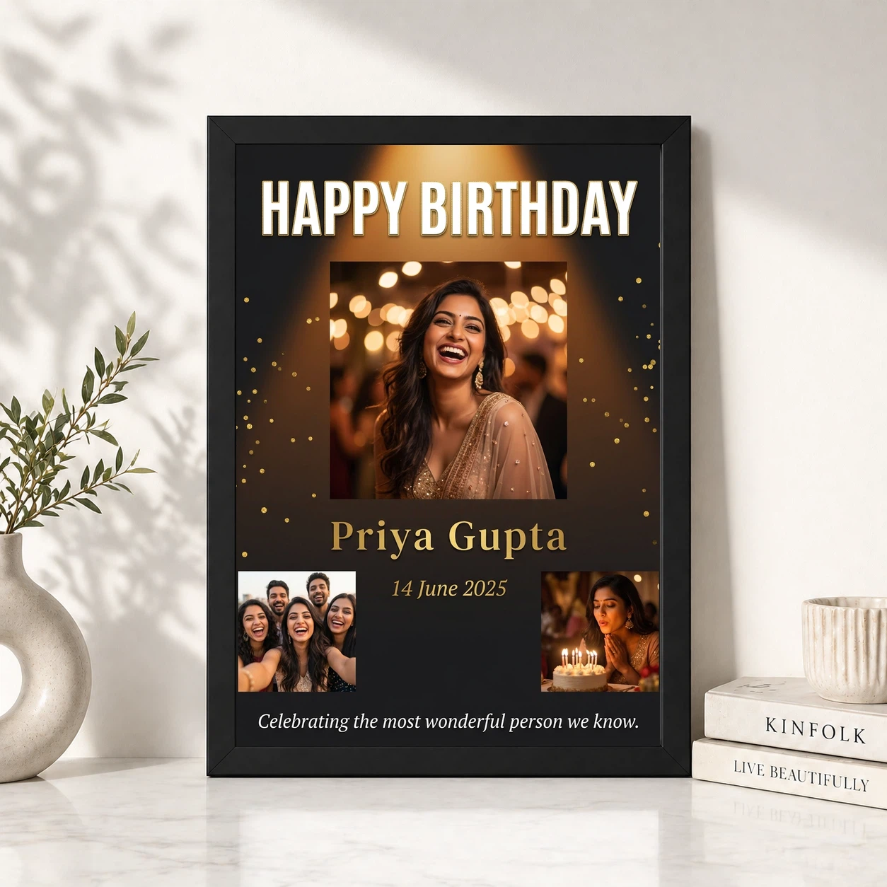 Happy Birthday Collage Frame Pink Floral Celebration Wishes Photo Frame 4 Happy Birthday Collage Frame Pink Floral Celebration Wishes Photo Frame - Image 4