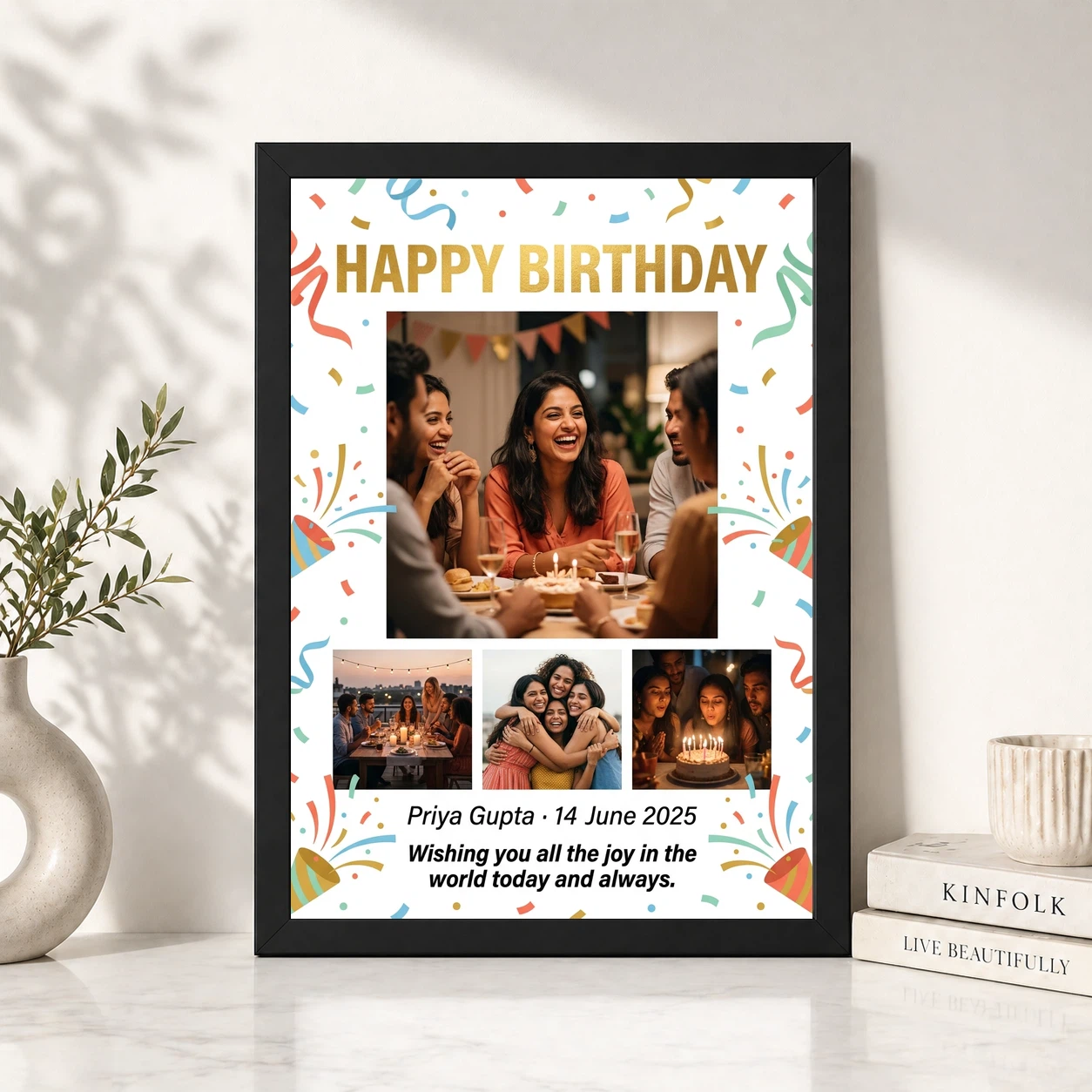 Happy Birthday Collage Frame Vibrant Multi Photo Wishes Photo Frame 4 Happy Birthday Collage Frame Vibrant Multi Photo Wishes Photo Frame - Image 4