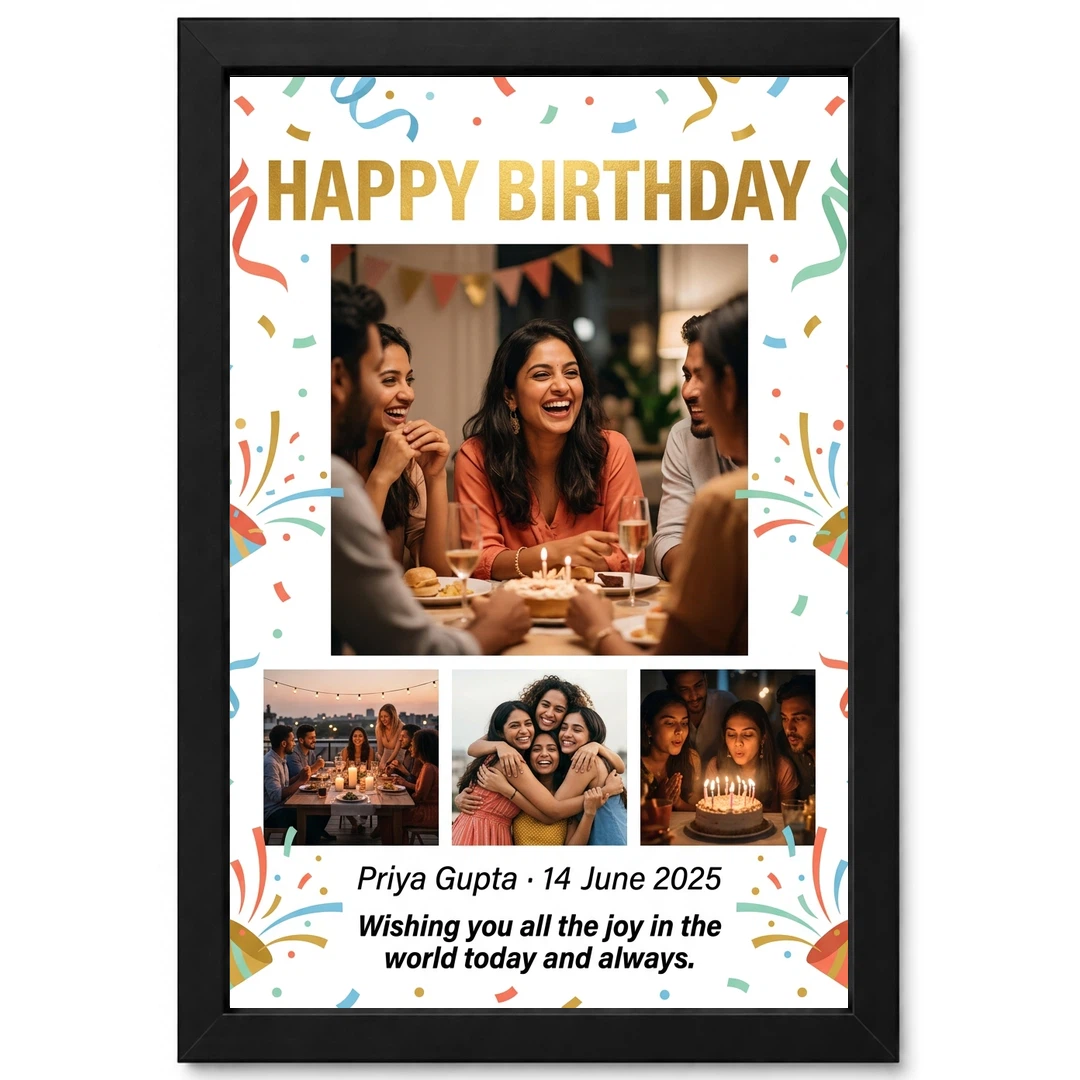 Happy Birthday Collage Frame Vibrant Multi Photo Wishes Photo Frame 1 Happy Birthday Collage Frame Vibrant Multi Photo Wishes Photo Frame