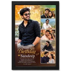 Happy Birthday Husband Photo Frame with Date and Name