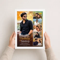happy birthday husband photo frame with date name white 3