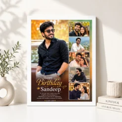 happy birthday husband photo frame with date name white 4