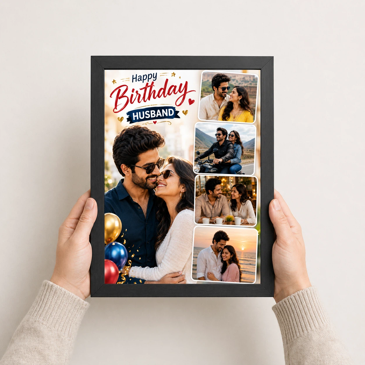 Happy Birthday Photo Frame for Husband Couple Balloon 3 Happy Birthday Photo Frame for Husband Couple Balloon - Image 3