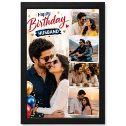 Happy Birthday Photo Frame for Husband Couple Balloon