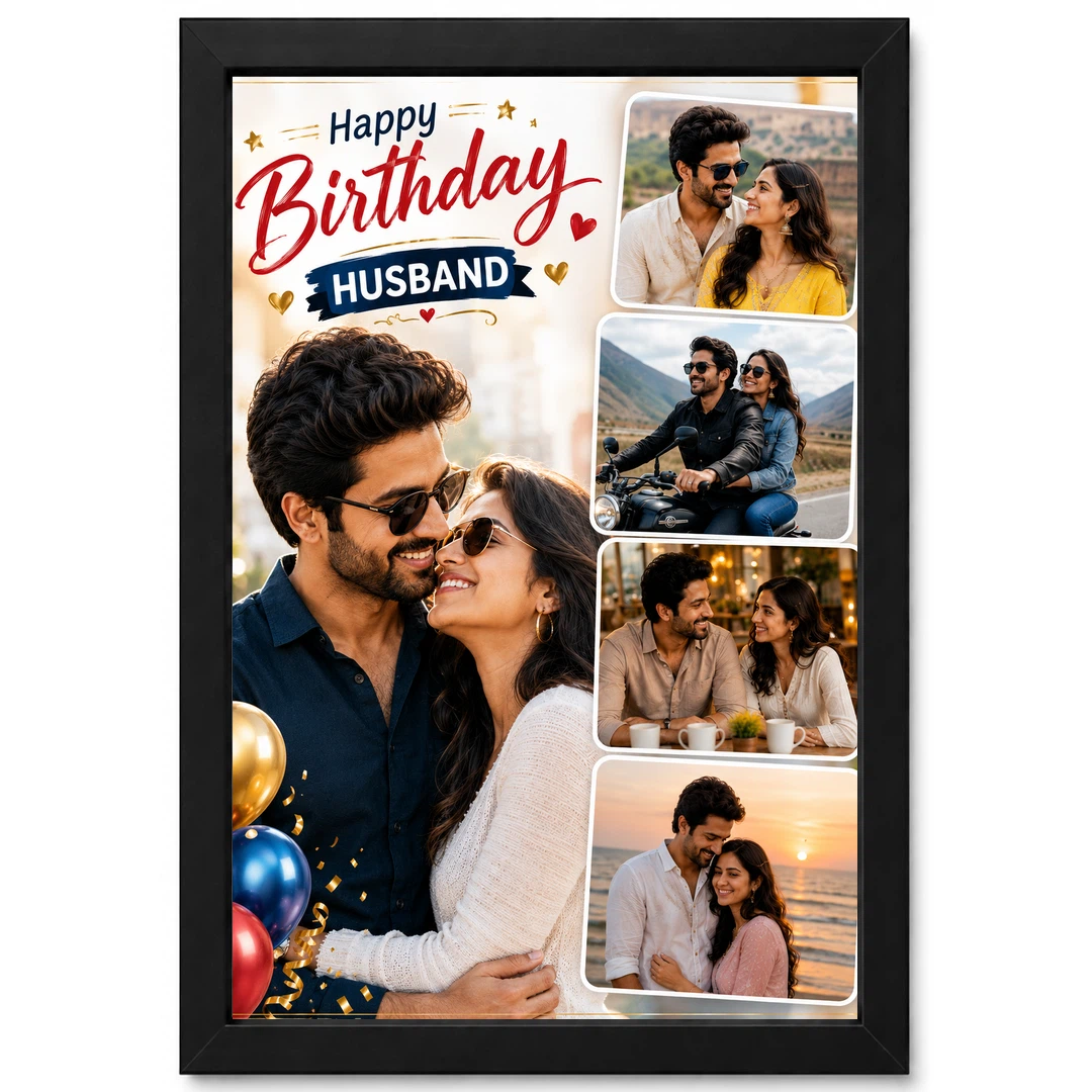 Happy Birthday Photo Frame for Husband Couple Balloon 1 Happy Birthday Photo Frame for Husband Couple Balloon