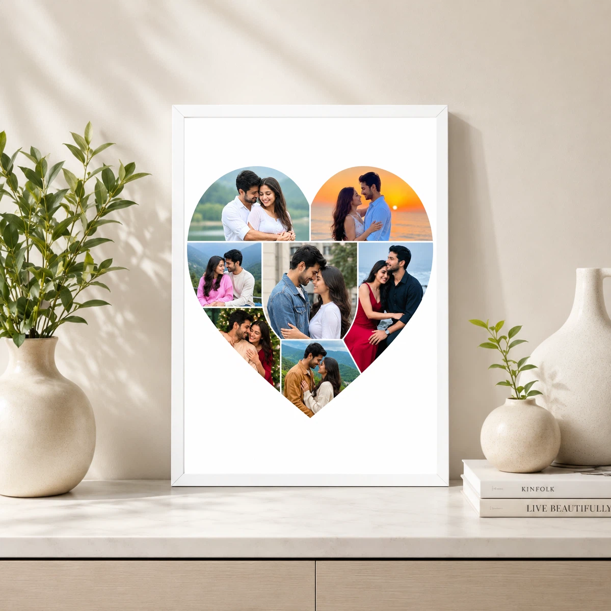 Heart Shape 7 Photo Couple Photo Collage Frame Wall Art 4 Heart Shape 7 Photo Couple Photo Collage Frame Wall Art - Image 4