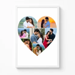 Heart Shape 7 Photo Couple Photo Collage Frame Wall Art 6 heart shape seven photo couple collage frame white main