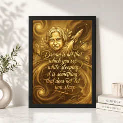 Alternative view of Kalam Dream Not Sleeping Inspirational Quote Gold Art Photo Frame