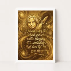 kalam dream not sleeping inspirational quote gold art 10 white main