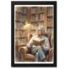 kalam reading library scholar warm light watercolor art 04 black main