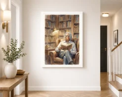 kalam reading library scholar warm light watercolor art 04 white 2