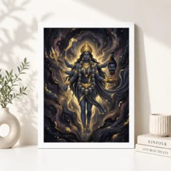 Alternative view of Kali Durga Energy Fierce Divine Feminine Dark Gold Art Photo Frame