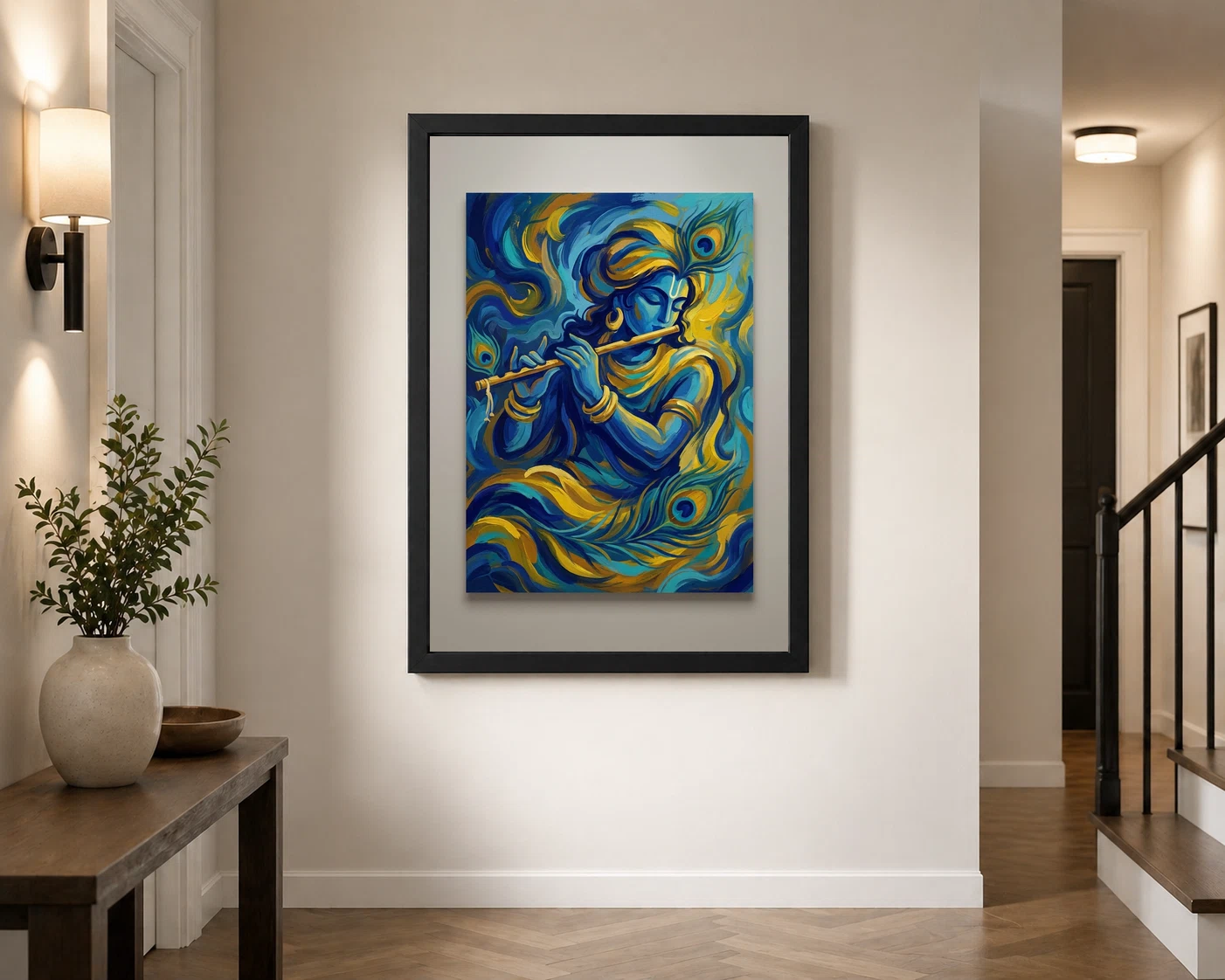 Krishna Abstract Blue Gold Contemporary Indian Gallery Art Photo Frame 3 Krishna Abstract Blue Gold Contemporary Indian Gallery Art Photo Frame - Image 3
