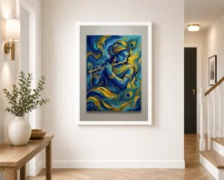 Krishna Abstract Blue Gold Contemporary Indian Gallery Art Photo Frame 14 krishna abstract blue gold contemporary indian gallery art 12 white 2