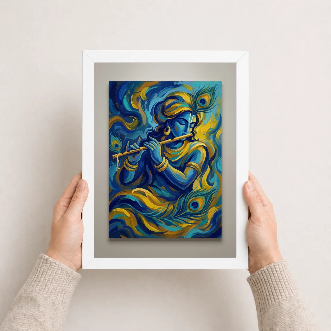 Krishna Abstract Blue Gold Contemporary Indian Gallery Art Photo Frame 8 Krishna Abstract Blue Gold Contemporary Indian Gallery Art Photo Frame - Image 8