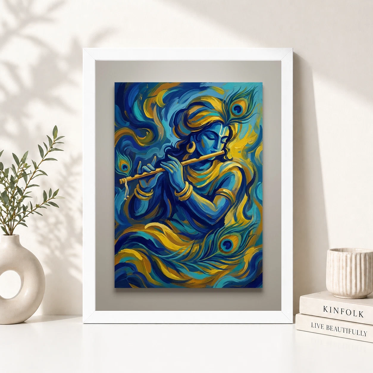 Krishna Abstract Blue Gold Contemporary Indian Gallery Art Photo Frame 5 Krishna Abstract Blue Gold Contemporary Indian Gallery Art Photo Frame - Image 5