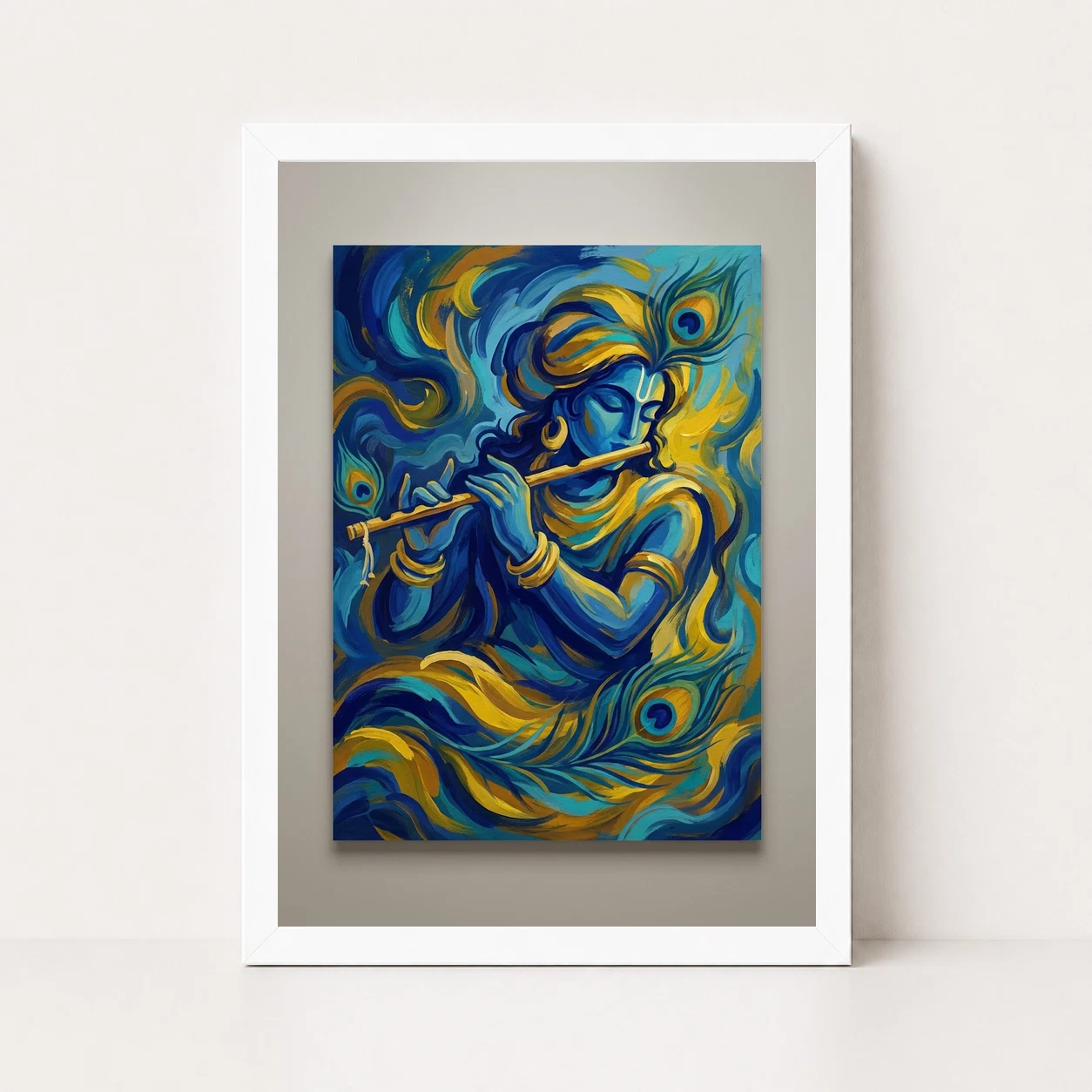 Krishna Abstract Blue Gold Contemporary Indian Gallery Art Photo Frame 6 Krishna Abstract Blue Gold Contemporary Indian Gallery Art Photo Frame - Image 6