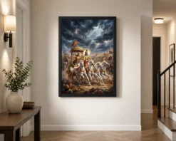 krishna arjuna mahabharata kurukshetra chariot epic art 20 black 2