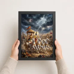 krishna arjuna mahabharata kurukshetra chariot epic art 20 black 3