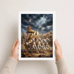 krishna arjuna mahabharata kurukshetra chariot epic art 20 white 3