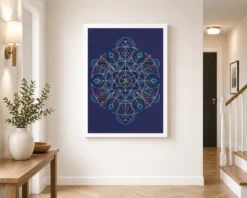krishna geometric mandala blue gold sacred geometry art 07 white 2
