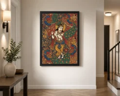 Krishna Kalamkari Peacock Motif Andhra Traditional Art Photo Frame 14 krishna kalamkari peacock motif andhra traditional art 13 black 2