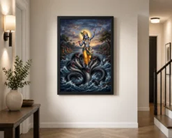 Krishna Kaliya Mardan Serpent Dance Yamuna River Art Photo Frame 10 krishna kaliya mardan serpent dance yamuna river art 14 black 2