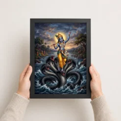 Krishna Kaliya Mardan Serpent Dance Yamuna River Art Photo Frame 11 krishna kaliya mardan serpent dance yamuna river art 14 black 3