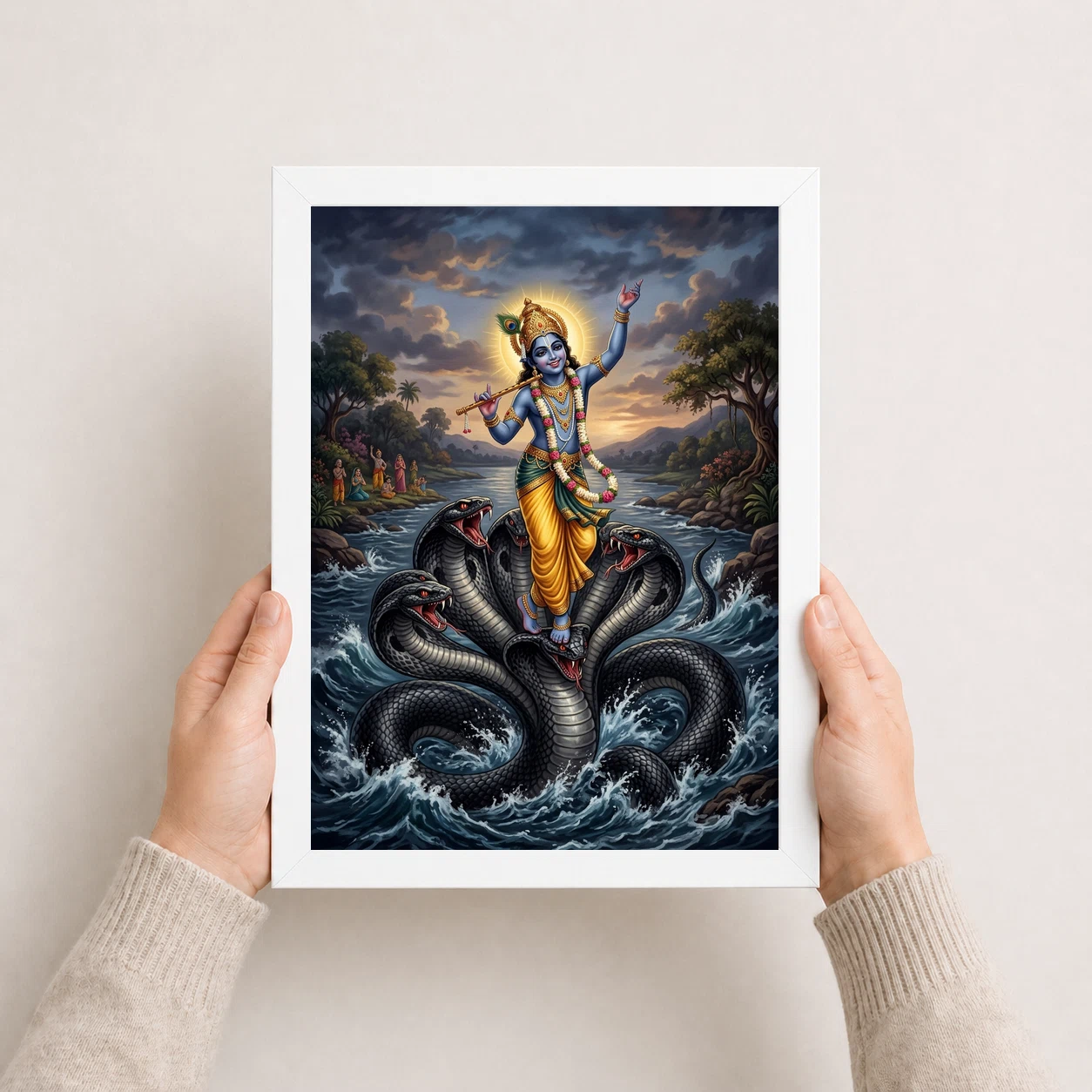 Krishna Kaliya Mardan Serpent Dance Yamuna River Art Photo Frame 8 Krishna Kaliya Mardan Serpent Dance Yamuna River Art Photo Frame - Image 8