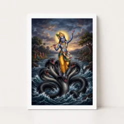 Krishna Kaliya Mardan Serpent Dance Yamuna River Art Photo Frame 13 krishna kaliya mardan serpent dance yamuna river art 14 white main