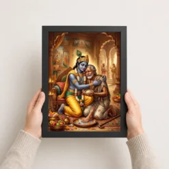 krishna sudama friendship devotional golden traditional art 19 black 3