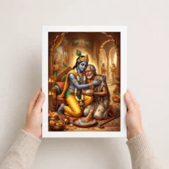 krishna sudama friendship devotional golden traditional art 19 white 3