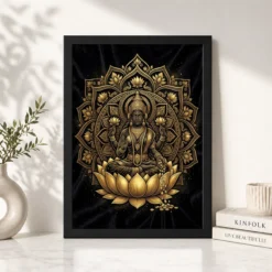 Lakshmi Black Gold Lotus Mandala Luxury Premium Wall Art Photo Frame 13 lakshmi black gold lotus mandala luxury premium wall art 15 black 4
