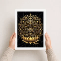 Lakshmi Black Gold Lotus Mandala Luxury Premium Wall Art Photo Frame 12 lakshmi black gold lotus mandala luxury premium wall art 15 white 3