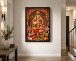 lakshmi blessing devotees temple saffron gold art 21 black 2