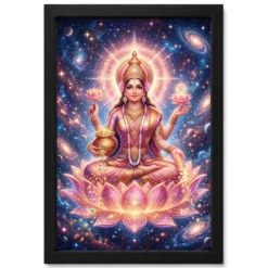 Lakshmi Cosmic Rose Gold Aura Stars Divine Abundance Art Photo Frame