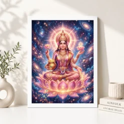 Alternative view of Lakshmi Cosmic Rose Gold Aura Stars Divine Abundance Art Photo Frame