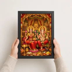 lakshmi ganesh diwali puja gold red auspicious festive art 06 black 3