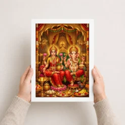 lakshmi ganesh diwali puja gold red auspicious festive art 06 white 3