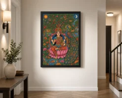 lakshmi gond tribal peacock nature vibrant colorful art 20 black 2