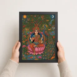 lakshmi gond tribal peacock nature vibrant colorful art 20 black 3