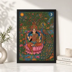 lakshmi gond tribal peacock nature vibrant colorful art 20 black 4