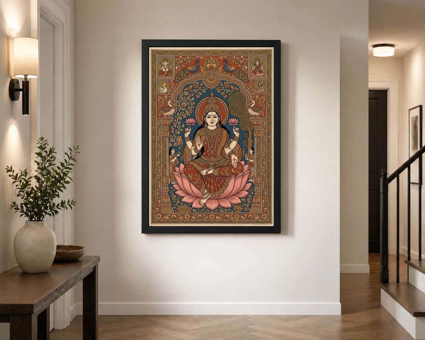Lakshmi Kalamkari Andhra Traditional Earthy Folk Art Photo Frame 3 Lakshmi Kalamkari Andhra Traditional Earthy Folk Art Photo Frame - Image 3