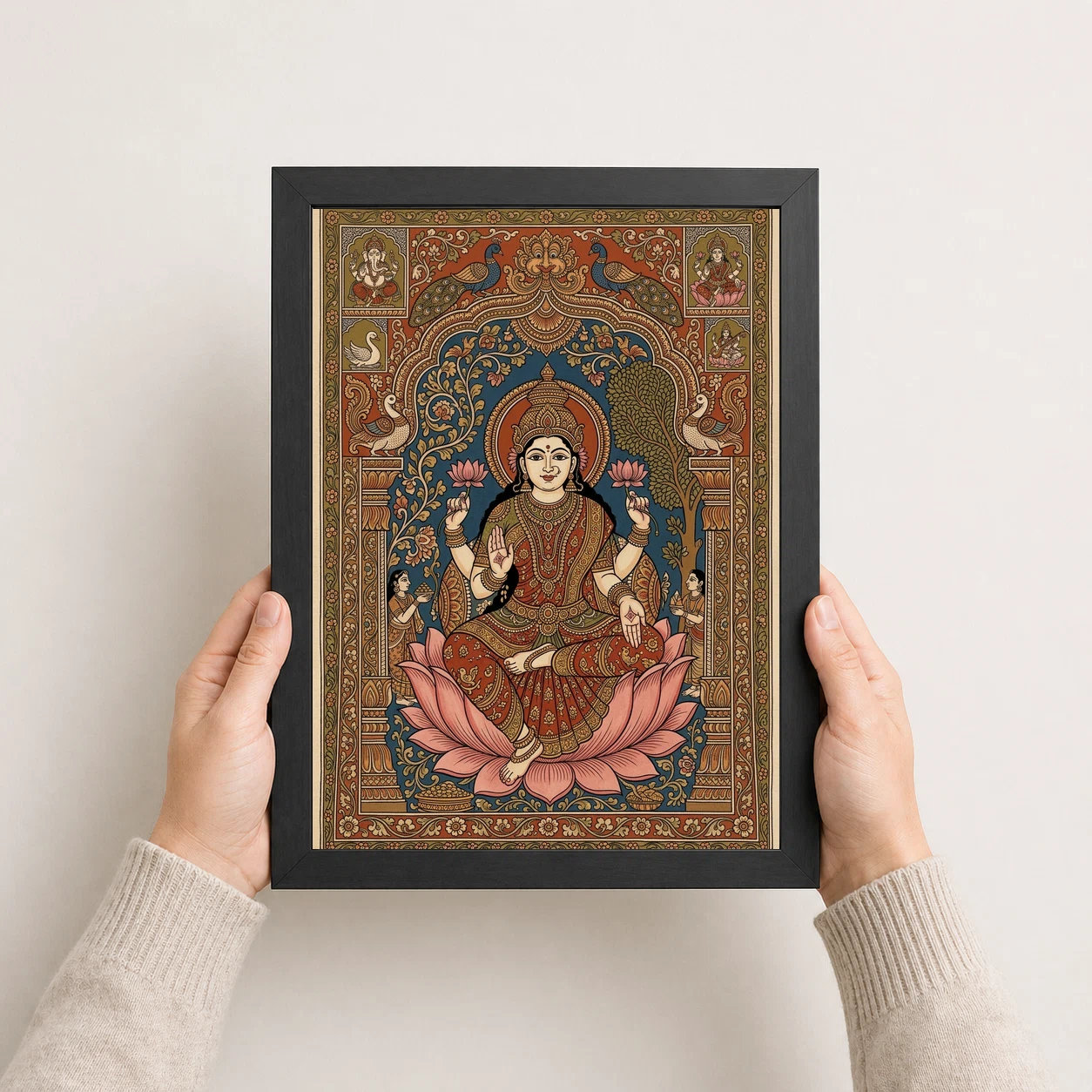 Lakshmi Kalamkari Andhra Traditional Earthy Folk Art Photo Frame 4 Lakshmi Kalamkari Andhra Traditional Earthy Folk Art Photo Frame - Image 4