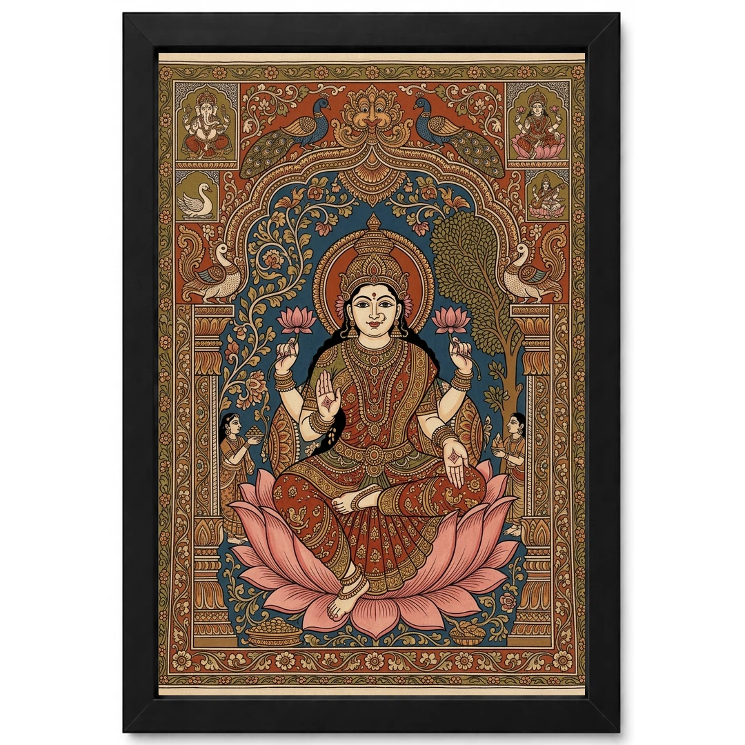 Lakshmi Kalamkari Andhra Traditional Earthy Folk Art Photo Frame 1 Lakshmi Kalamkari Andhra Traditional Earthy Folk Art Photo Frame