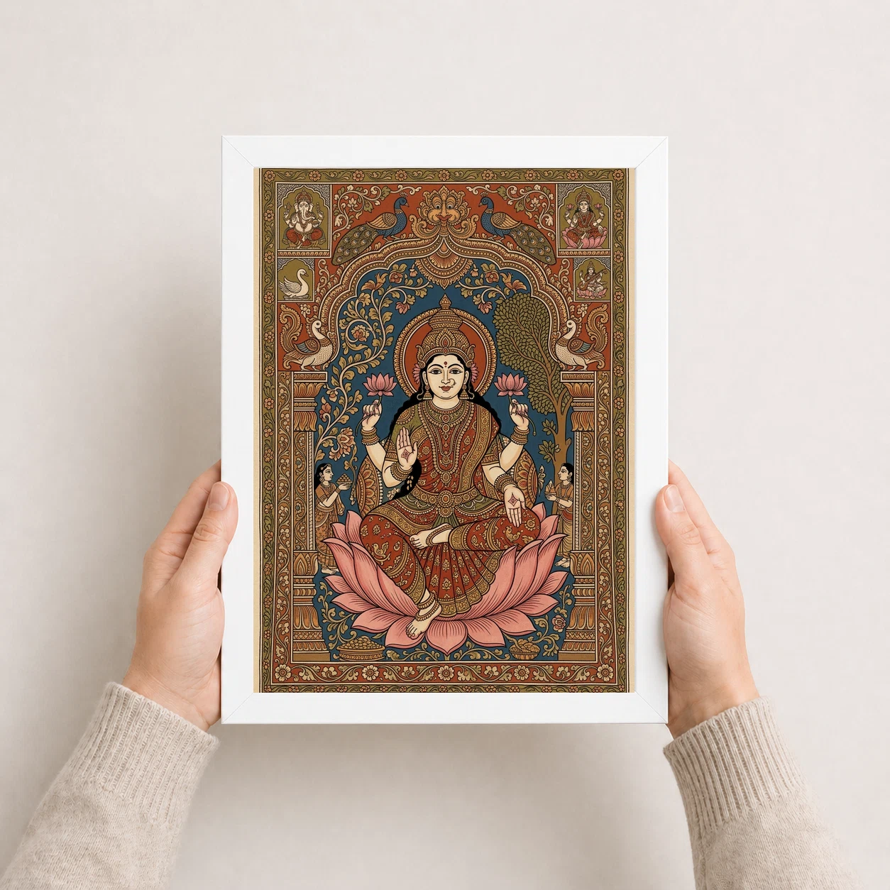 Lakshmi Kalamkari Andhra Traditional Earthy Folk Art Photo Frame 8 Lakshmi Kalamkari Andhra Traditional Earthy Folk Art Photo Frame - Image 8