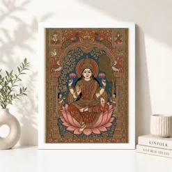 Lakshmi Kalamkari Andhra Traditional Earthy Folk Art Photo Frame 12 lakshmi kalamkari andhra traditional earthy folk art 14 white 4