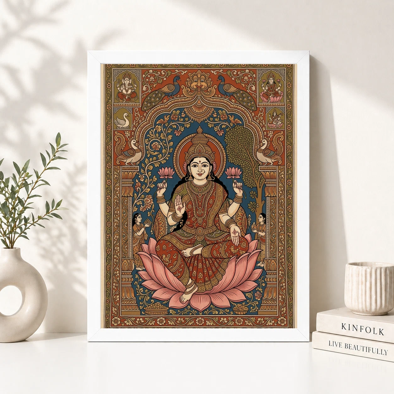 Lakshmi Kalamkari Andhra Traditional Earthy Folk Art Photo Frame 5 Lakshmi Kalamkari Andhra Traditional Earthy Folk Art Photo Frame - Image 5